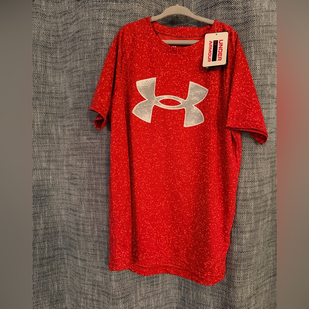 Under Armour Red Tee with Silver Logo